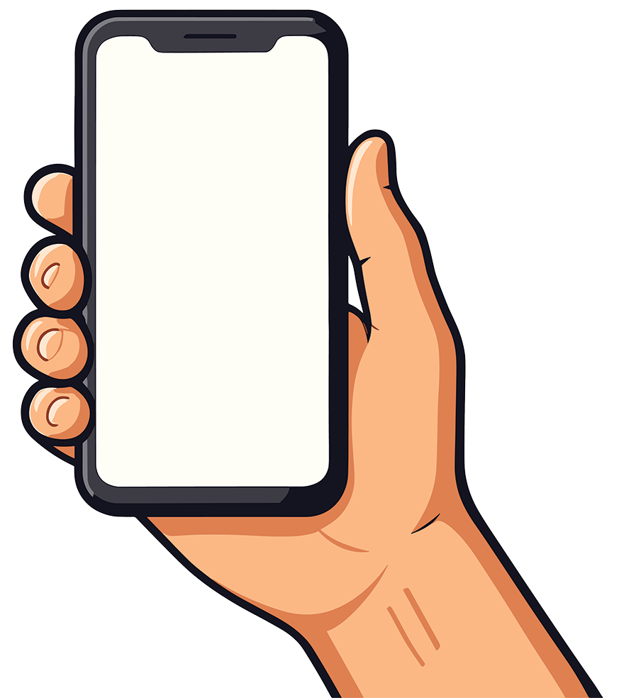 Hand holding phone with FindAnyItem app